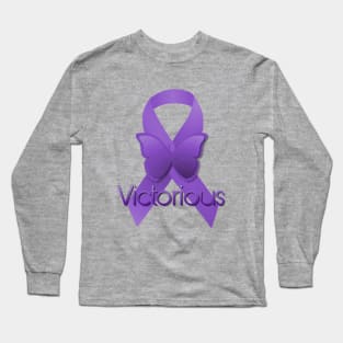 Purple Awareness Ribbon: Victorious Long Sleeve T-Shirt